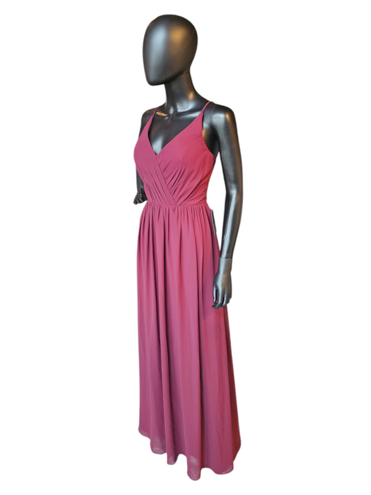 Cranberry Chiffon Spaghetti Strap Bridesmaid/Formal Gown - Bill Levkoff
