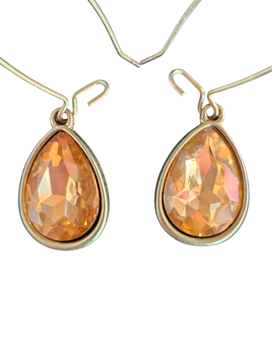 Large Pink Teardrop Hook Earring