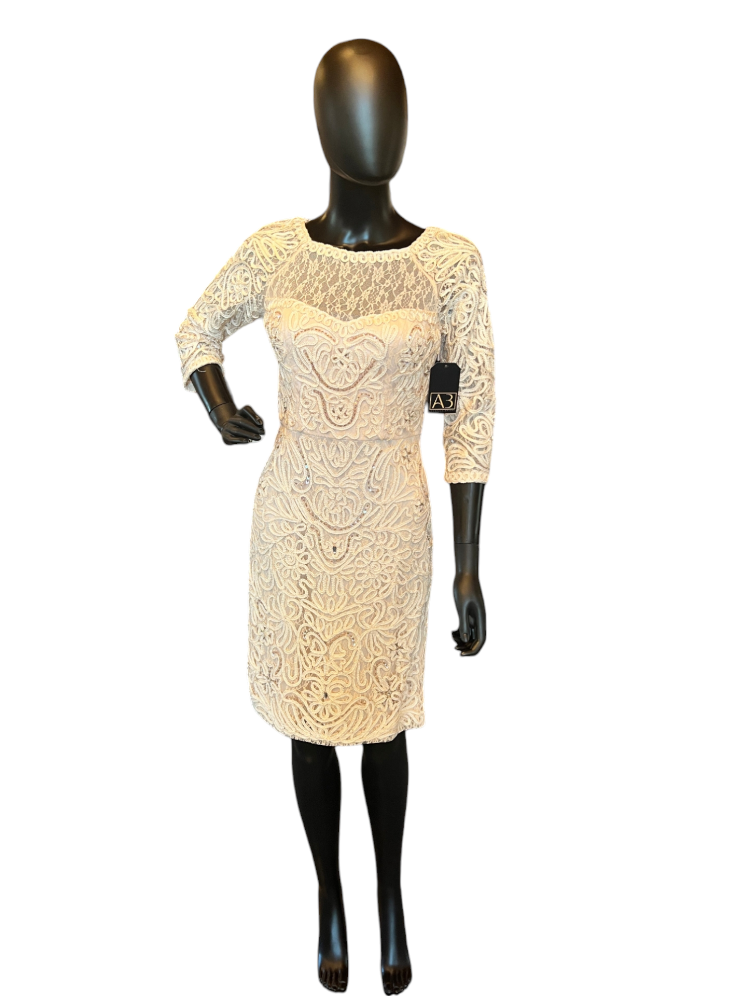 Blush Beaded Lace Mid-Sleeve Cocktail/Party Dress - Sue Wong Nocturne Blush Beaded Lace Mid-Sleeve Cocktail/Party Dress - Sue Wong Nocturne