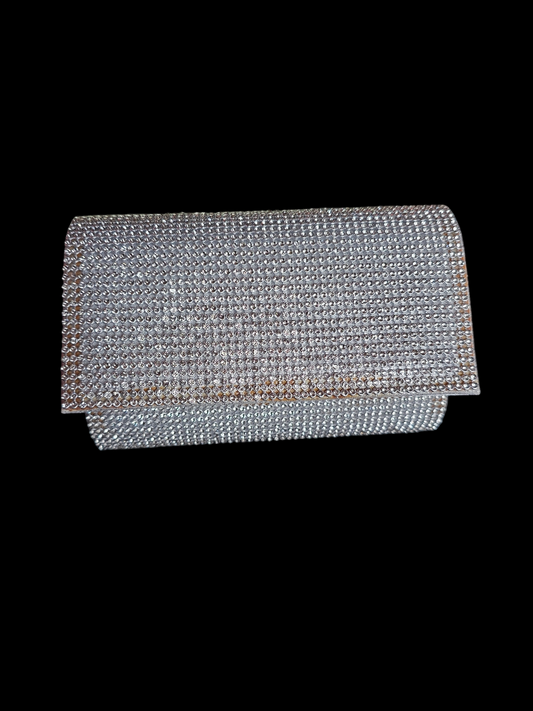 Silver Rhinestone Clutch Long Chain