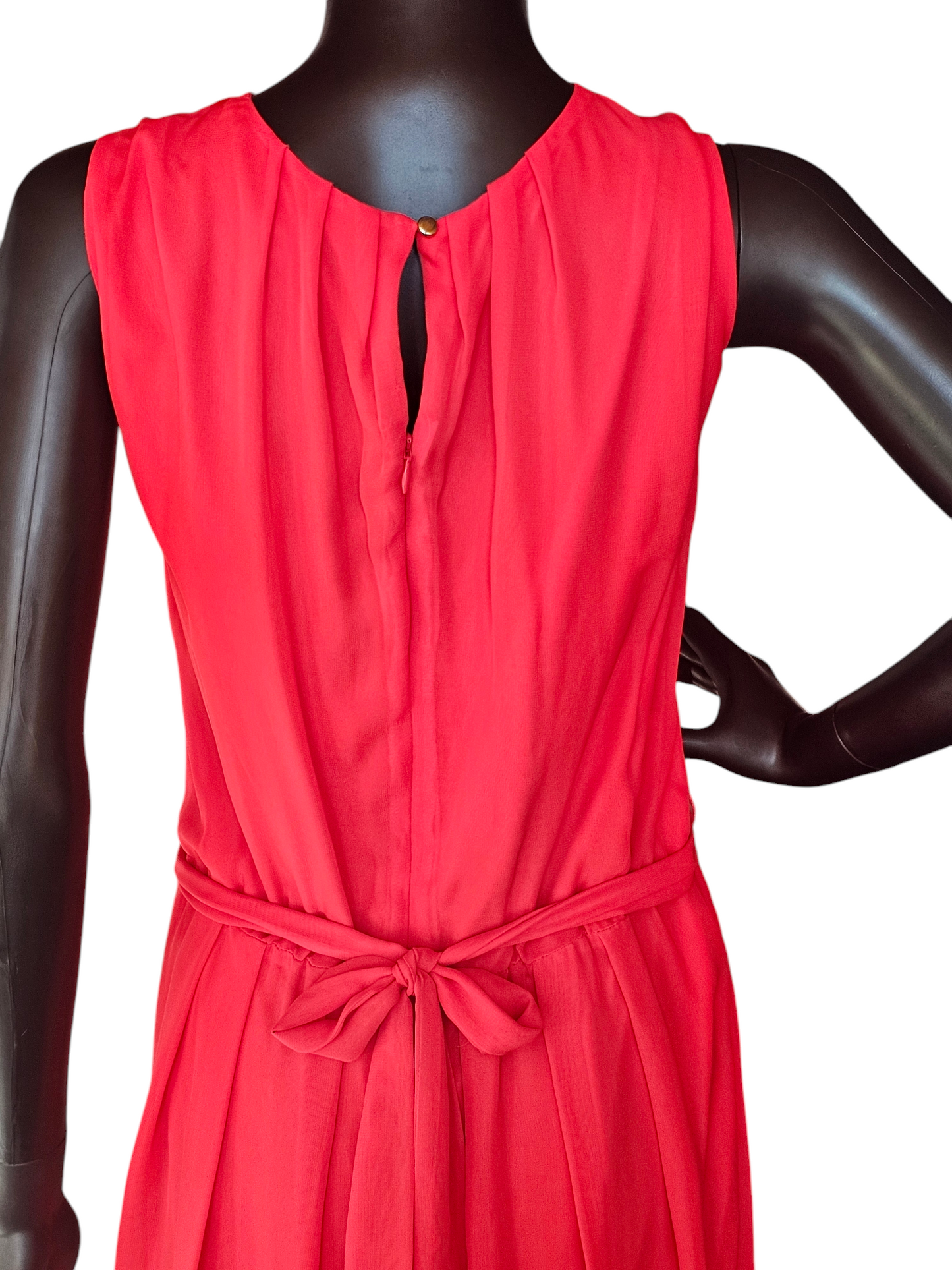 Red Coral Stretch Netting Blouson Maxi Dress - Lane Bryant