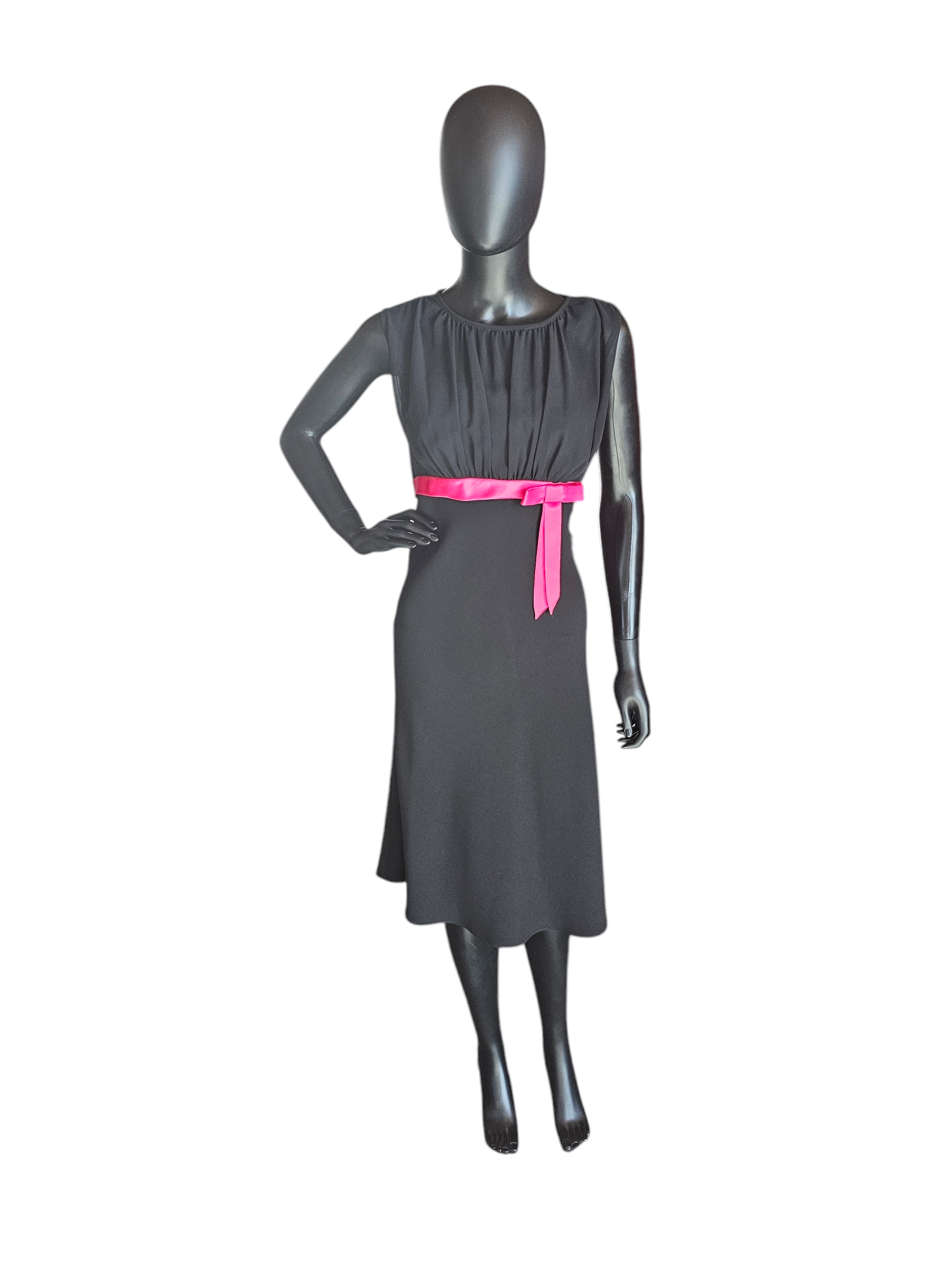 Black Crepe Illusion Neckline/Pink Bow Cocktail Dress - SL Fashions Arabella Bridal Black Crepe Illusion Neckline/Pink Bow Cocktail Dress - SL Fashions Arabella Bridal