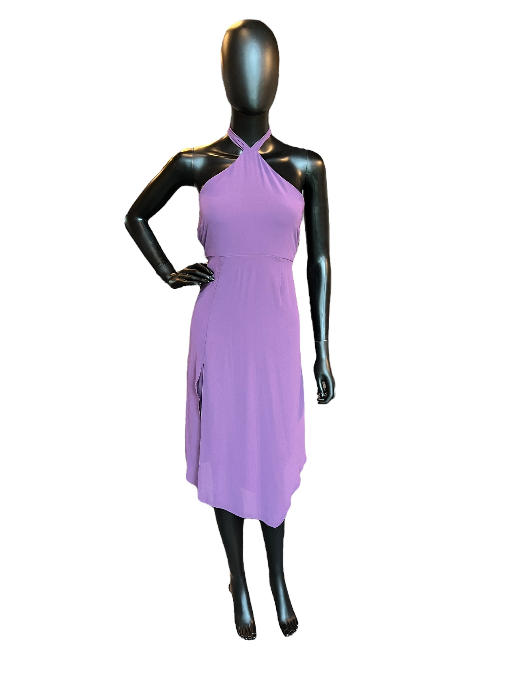 Purple Chiffon Halter Mid-Length Dress Purple Chiffon Halter Mid-Length Dress