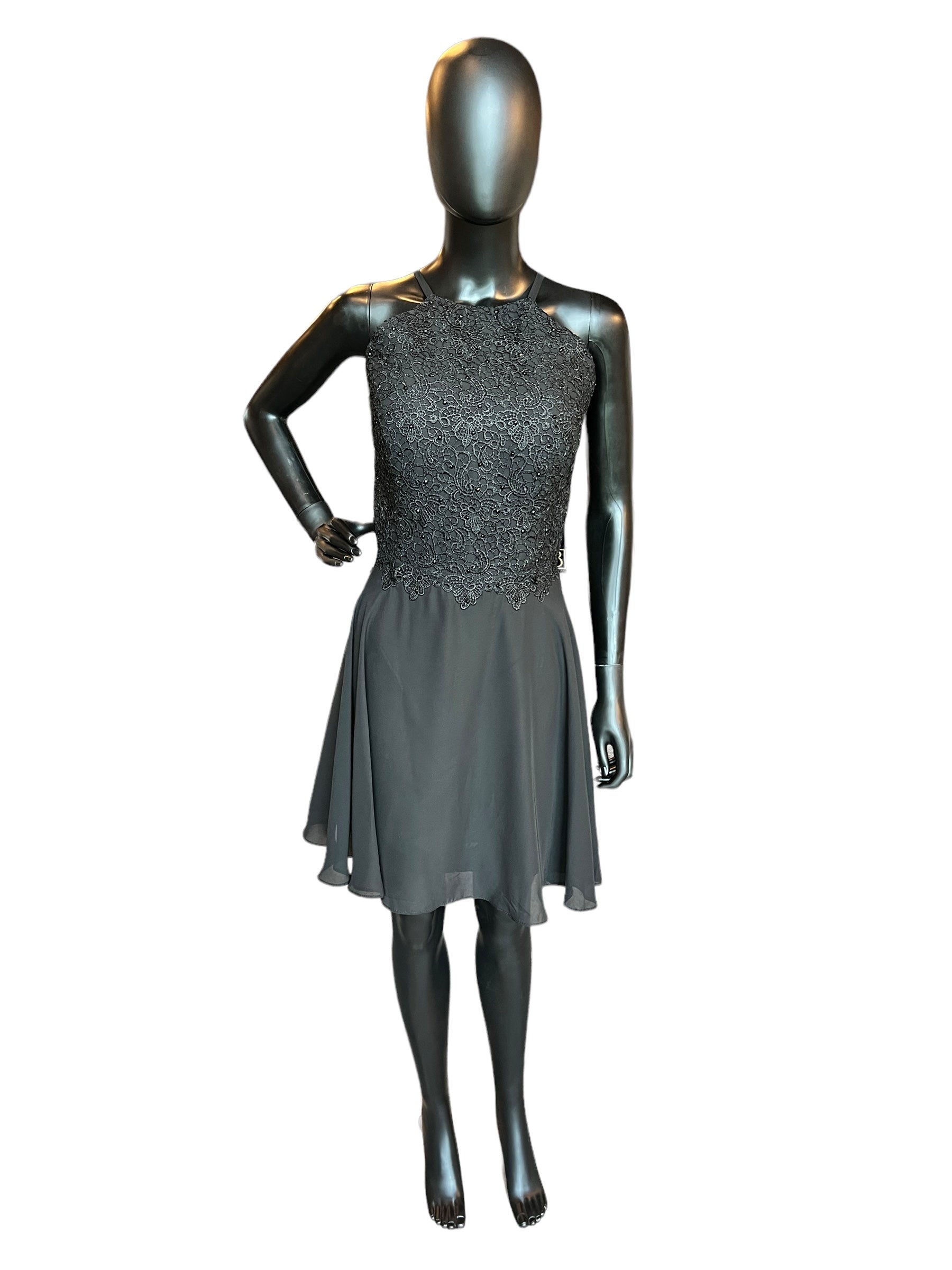 Black Halter Short Chiffon Mid-Length Dress Black Halter Short Chiffon Mid-Length Dress