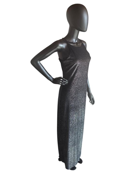 Black Velvet Glitter Halter Prom/Party Dress - Afortiori