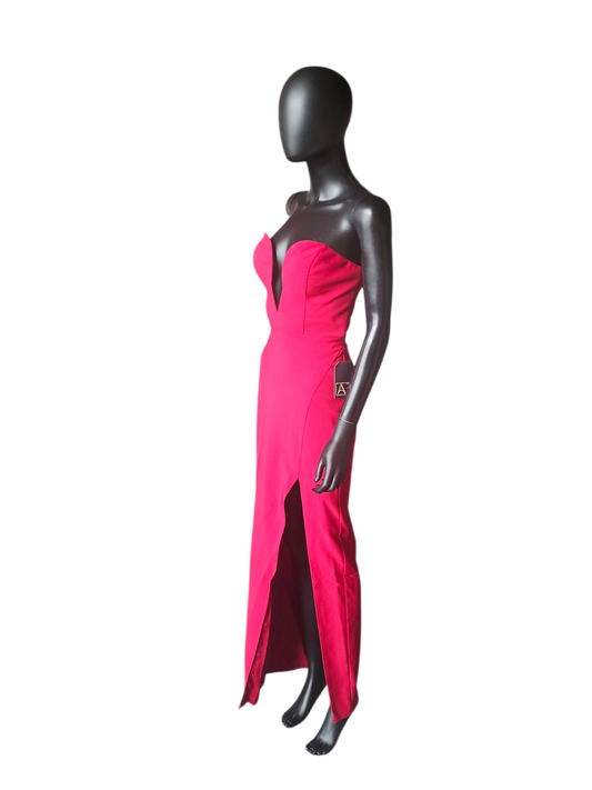 Cherry Red Strapless Sweetheart Plunge Fitted Formal Dress - Aidan