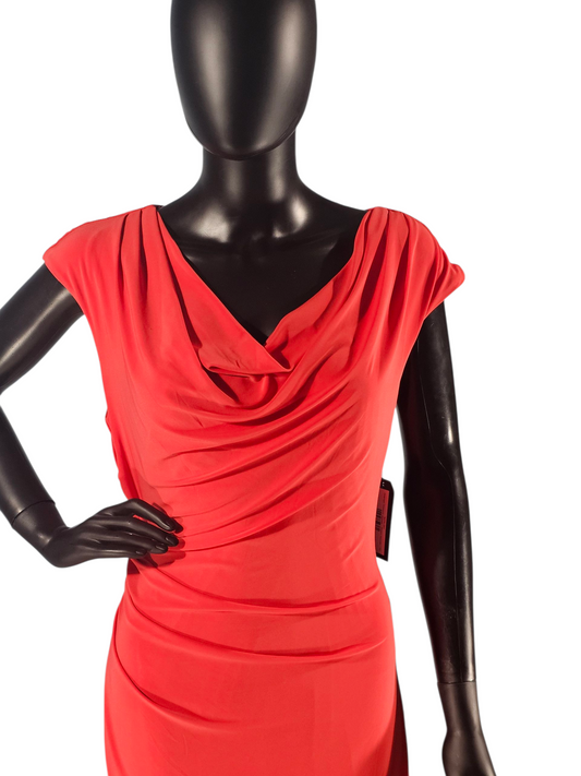 Orange Stretch Jersey Pullover Mid-Length Dress - Ronni Nicole