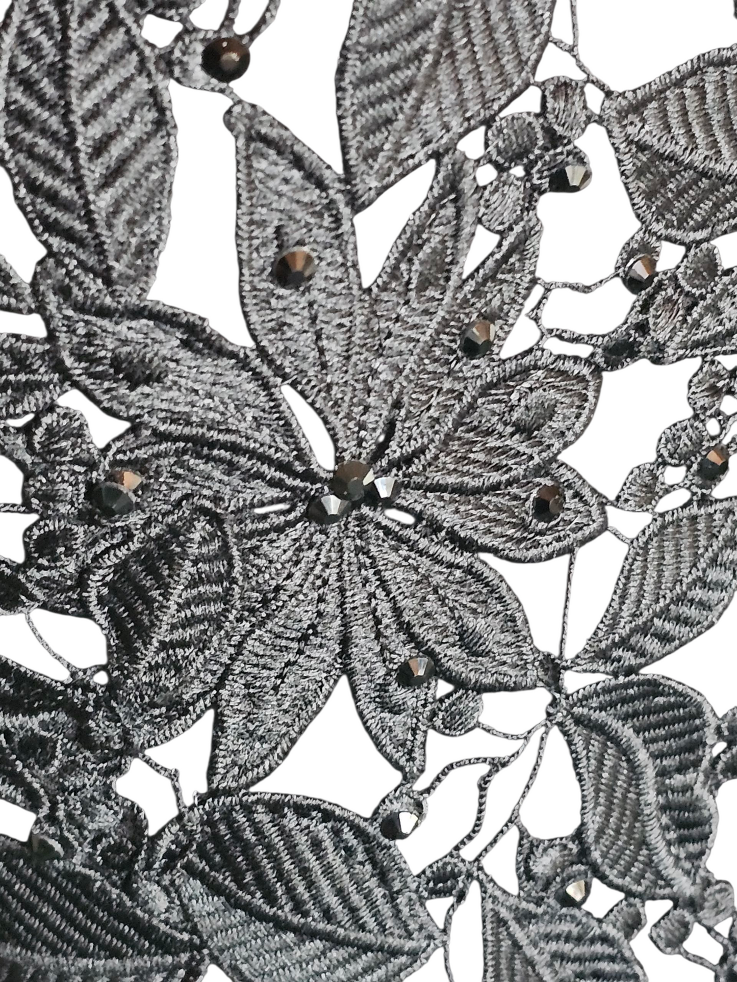 Black Open Weave Lace Long Sleeve V-Neck Formal Dress - Madeline Gardner