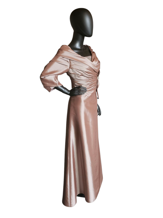 Praline Iridescent Taffeta Portrait Collar Formal Gown - Bonny