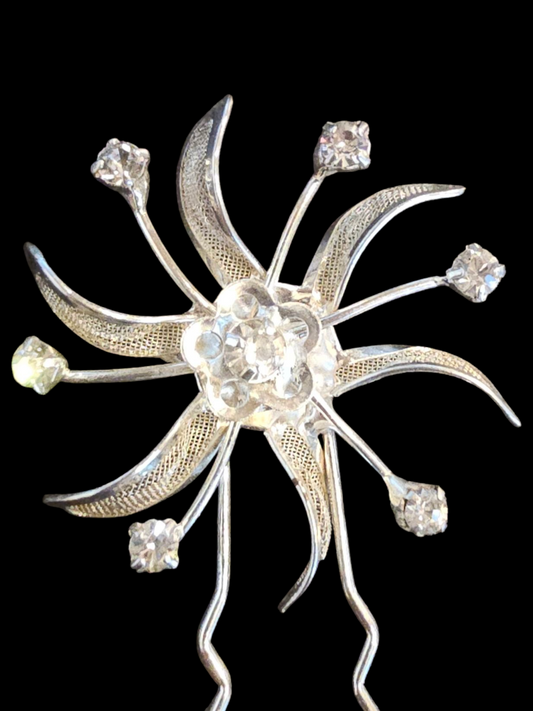 Silver/Crystal Starburst Hair Pin (4 Avail)