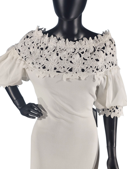 Angela Fashion White Stretch Crepe Dress