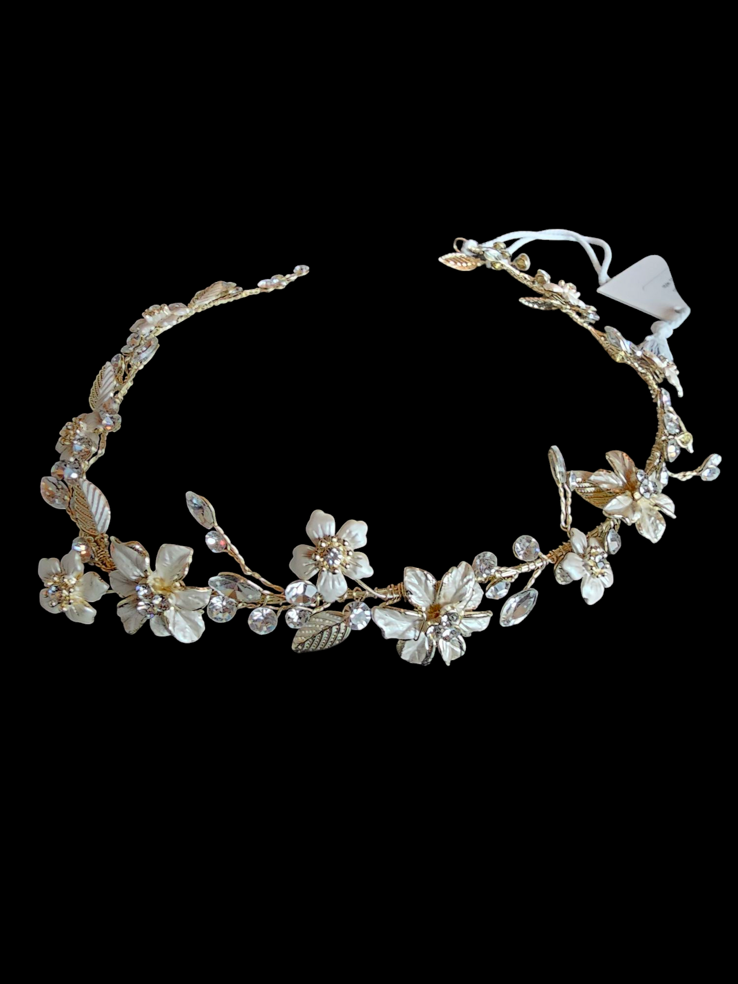 Gold Floral/Crystal Wire Hair Wreath Accessory