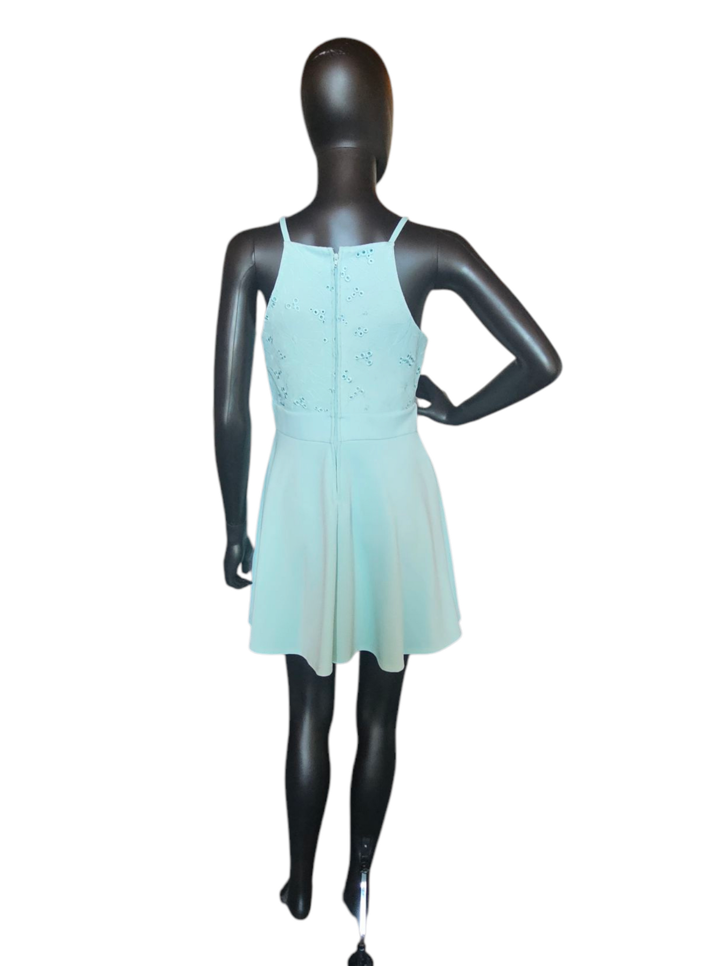 Turquois Square Halter Chiffon Short Cocktail Dress