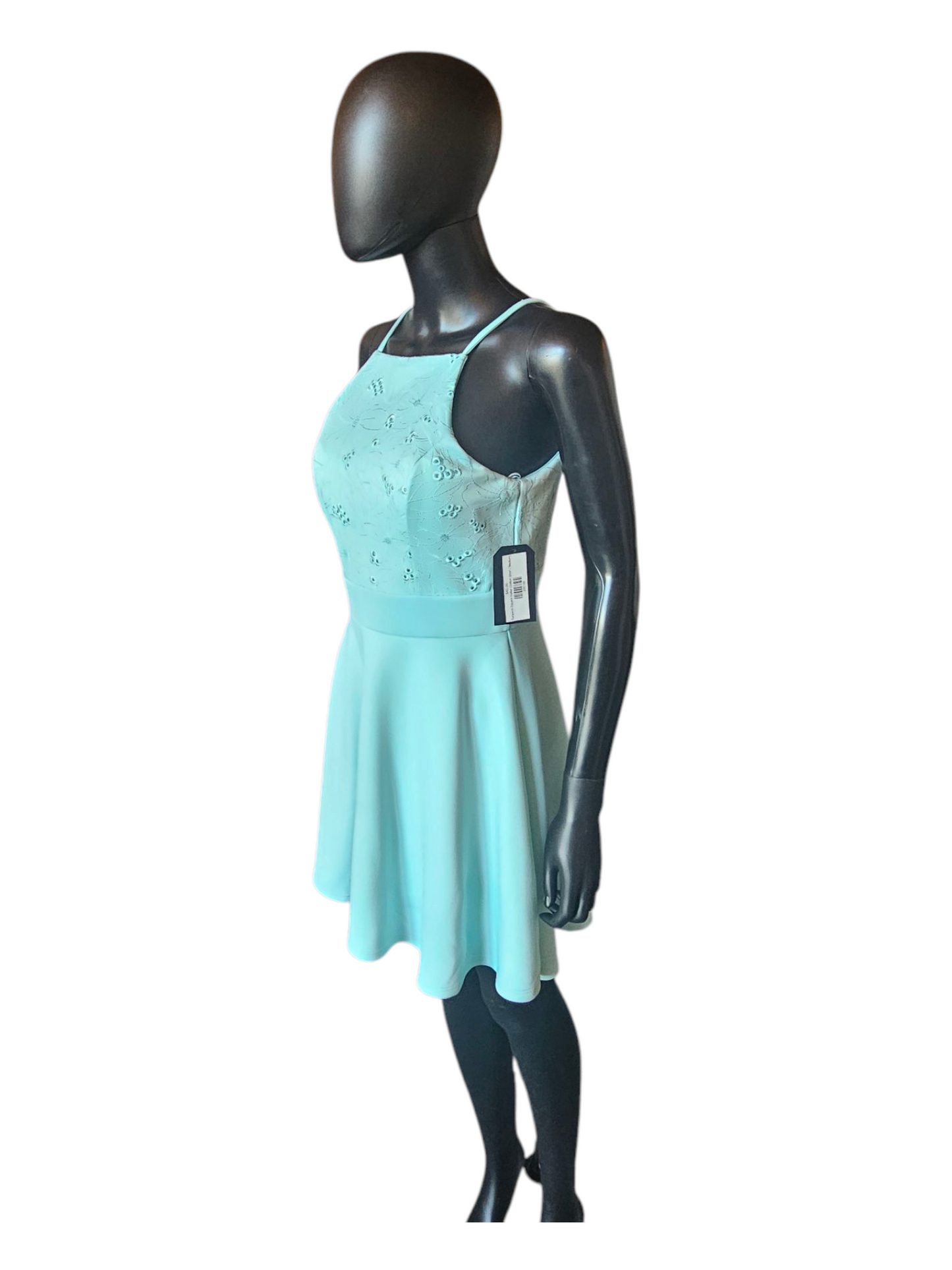 Turquois Square Halter Chiffon Short Cocktail Dress