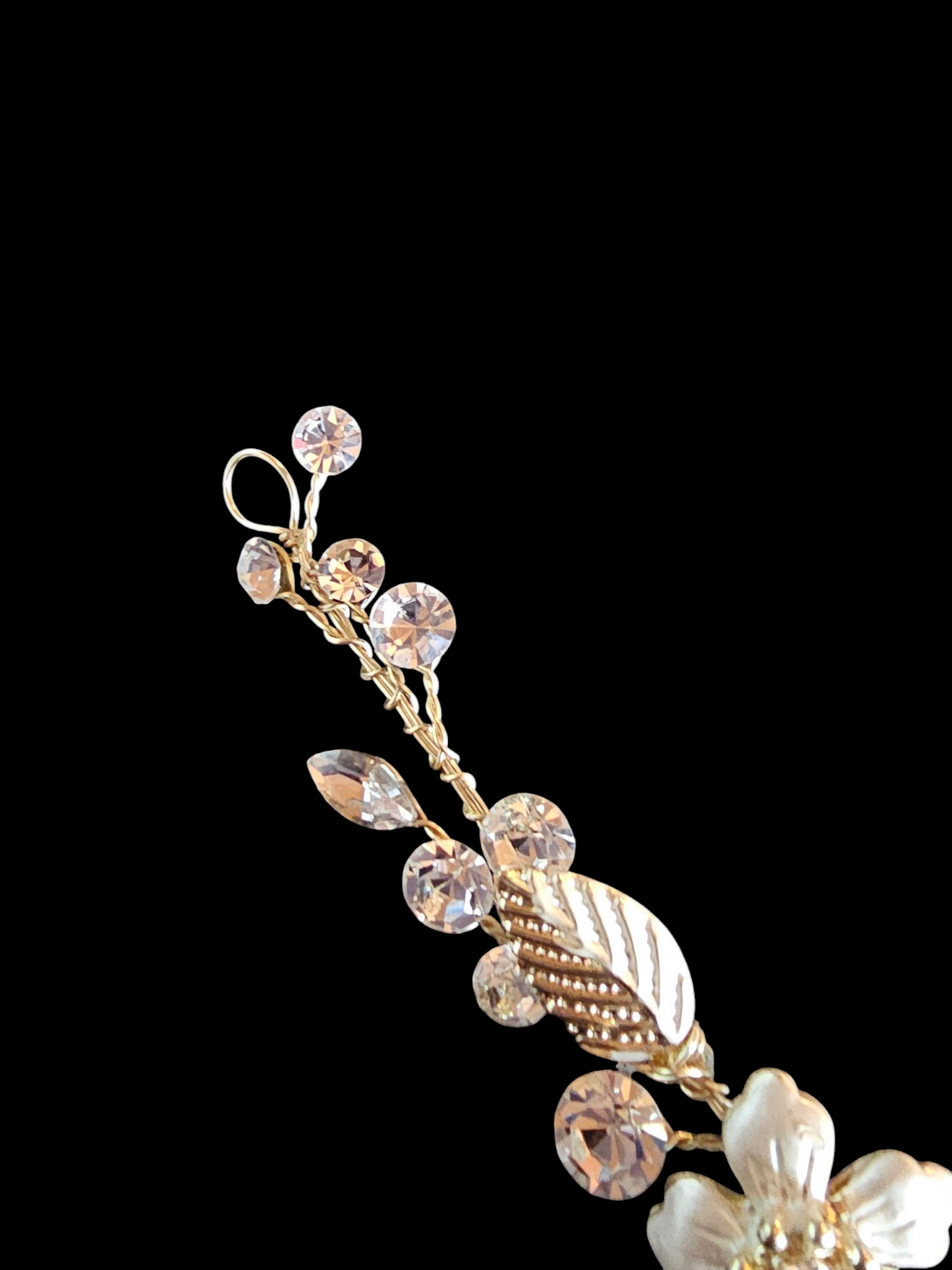 Gold Floral/Crystal Wire Hair Wreath Accessory