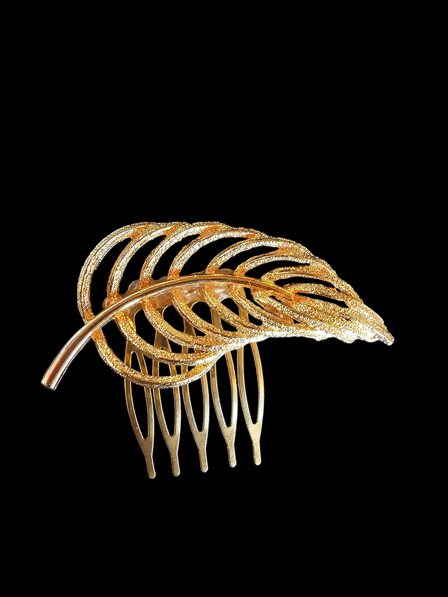 Gold Feather Hair Comb
