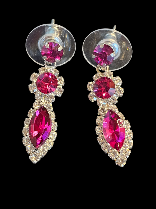 Magenta Marquee Crystal Necklace/Earring/Bracelet Set
