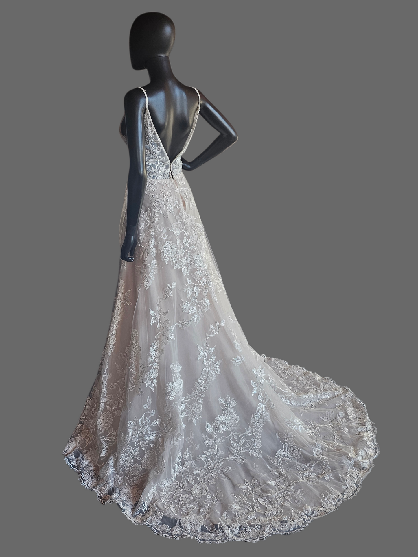 Iv/Champ Floral Aline Plunge Wedding Gown - Justin Alexander