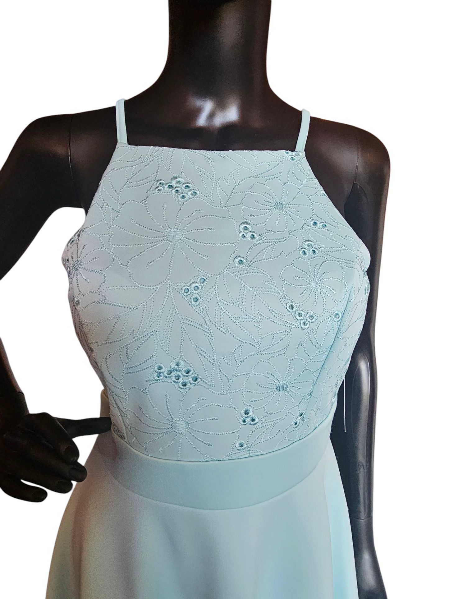 Turquois Square Halter Chiffon Short Cocktail Dress