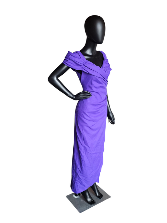 Vintage Purple Off Shoulder Side Sweep