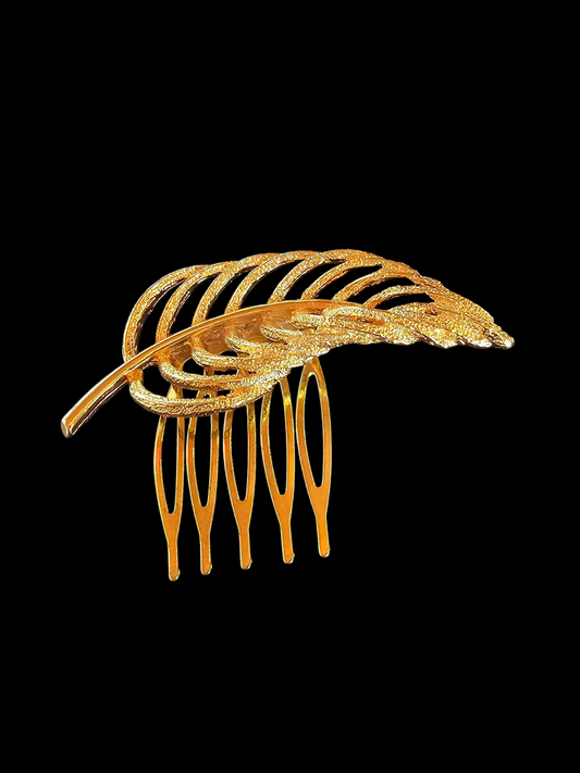 Gold Feather Hair Comb