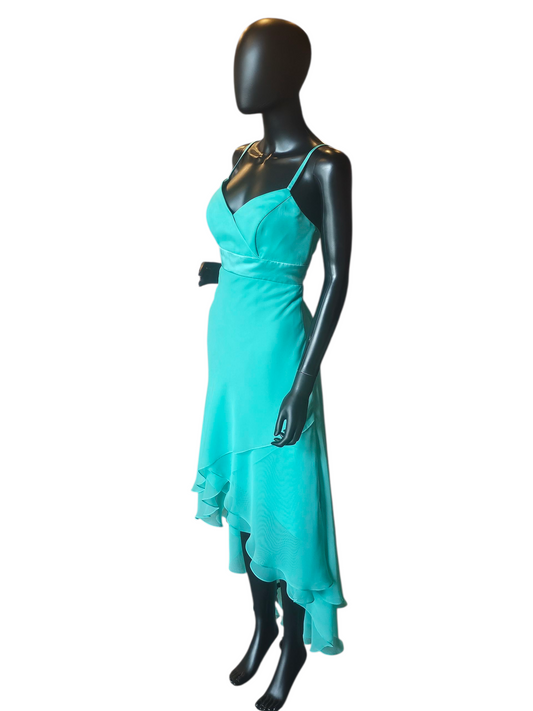 Turquoise Chiffon High-Low Formal Dress - Da Vinci
