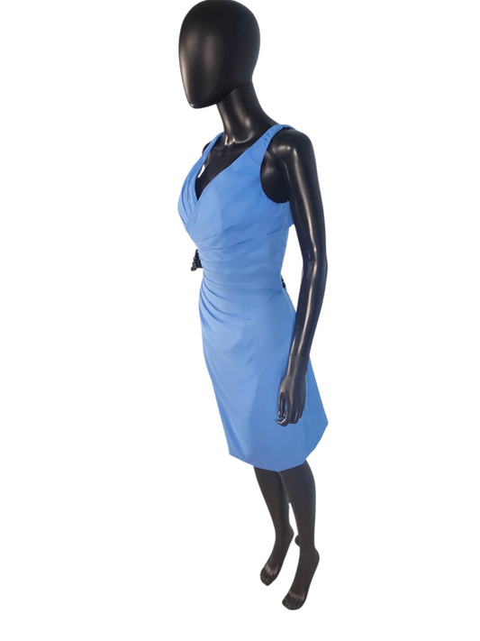 Cornflower Chiffon V-Neck Cocktail Dress/Party Dress - Da Vinci