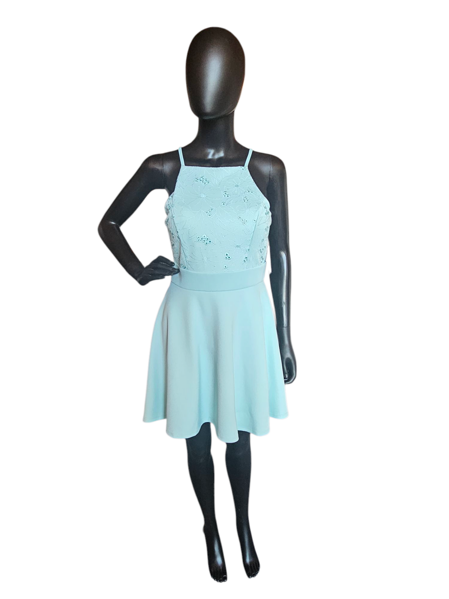 Turquois Square Halter Chiffon Short Cocktail Dress