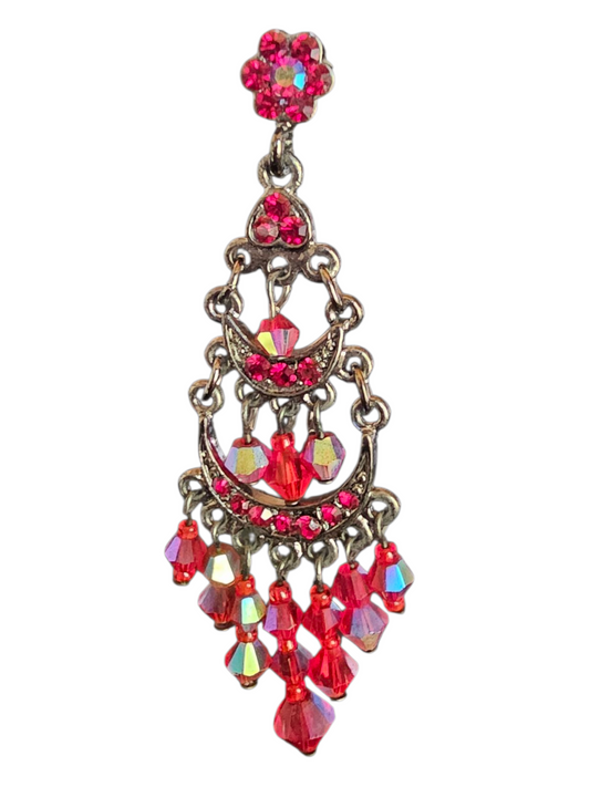 Red Beaded Tiered Earring