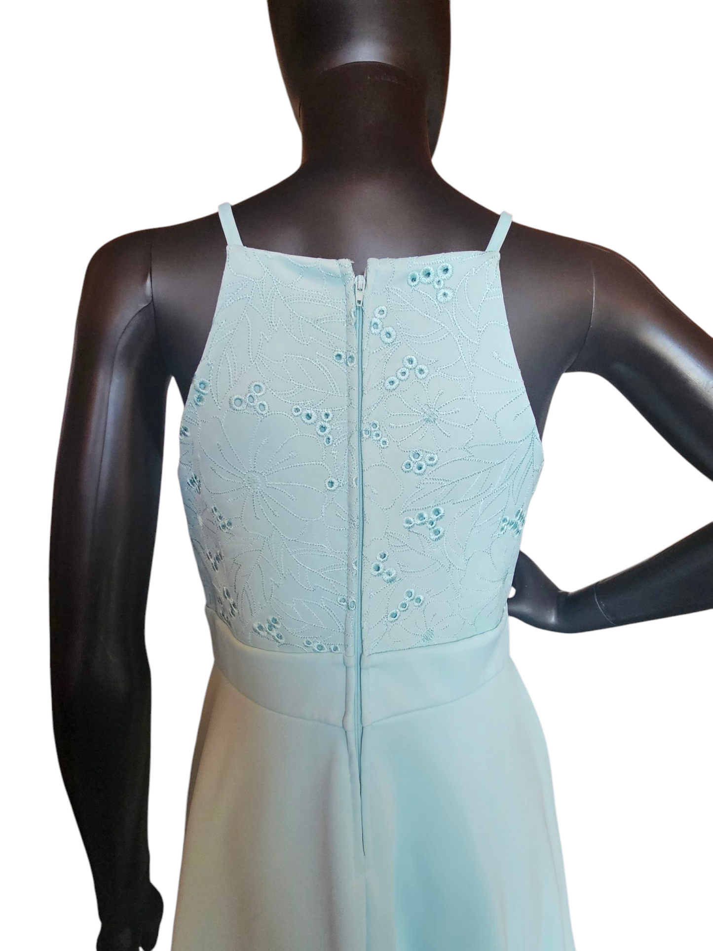 Turquois Square Halter Chiffon Short Cocktail Dress