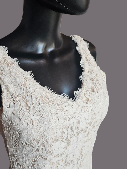 Cream Lace Over Nude Wedding Gown - Blush by JLM