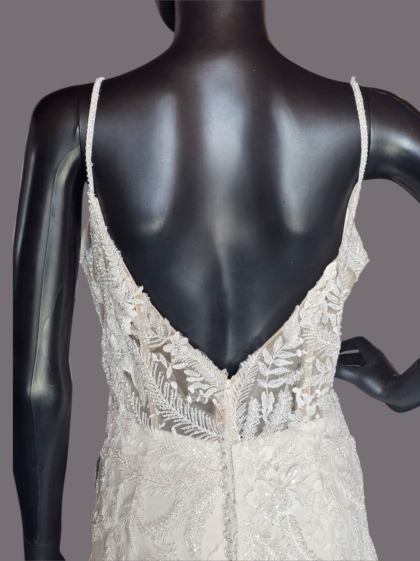 Ivory Beaded Fit/Flare Illusion Wedding Gown - Allure NWT