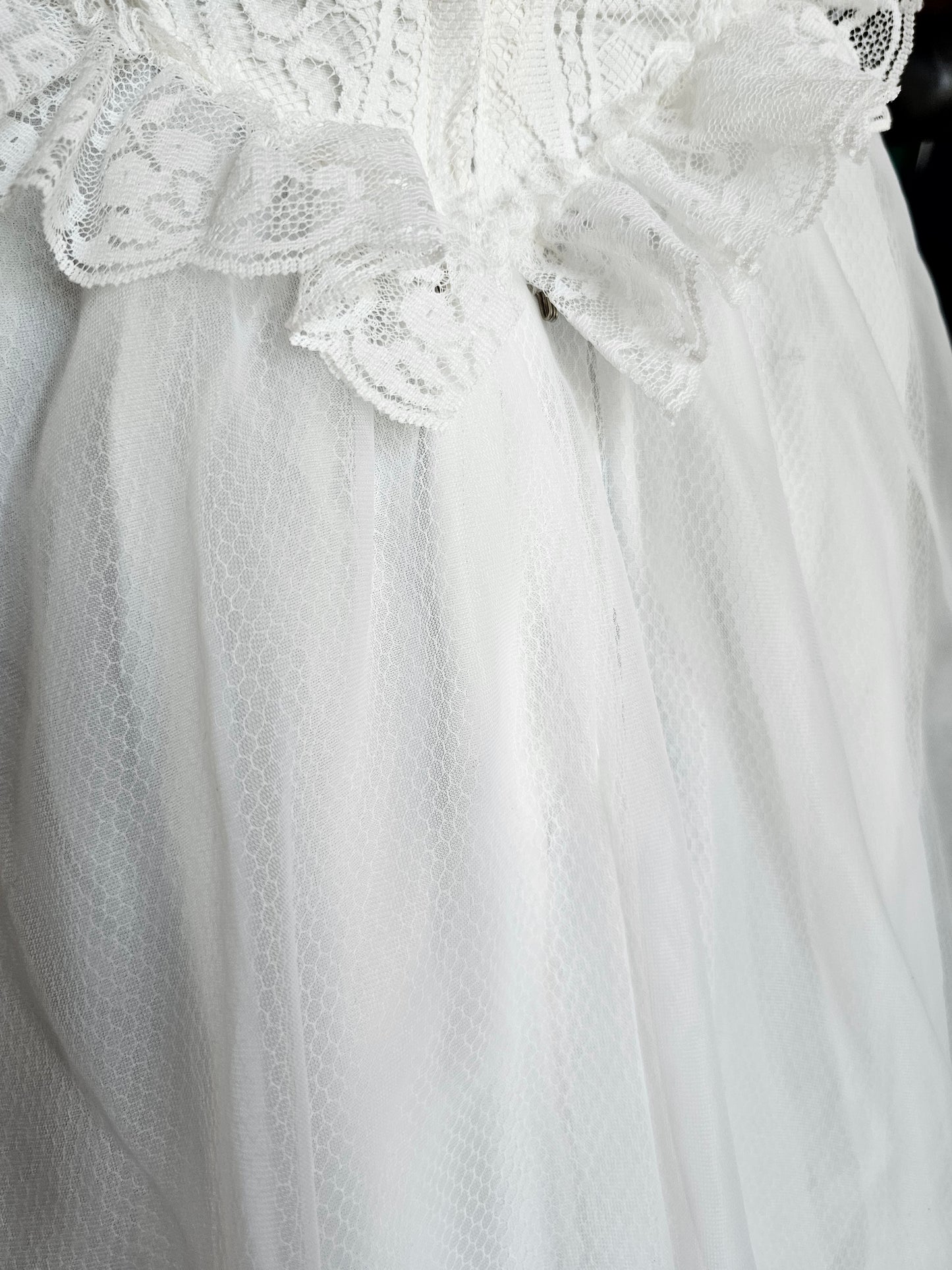 Vintage Victorian Lace High Collar Short Sleeve Wedding Gown
