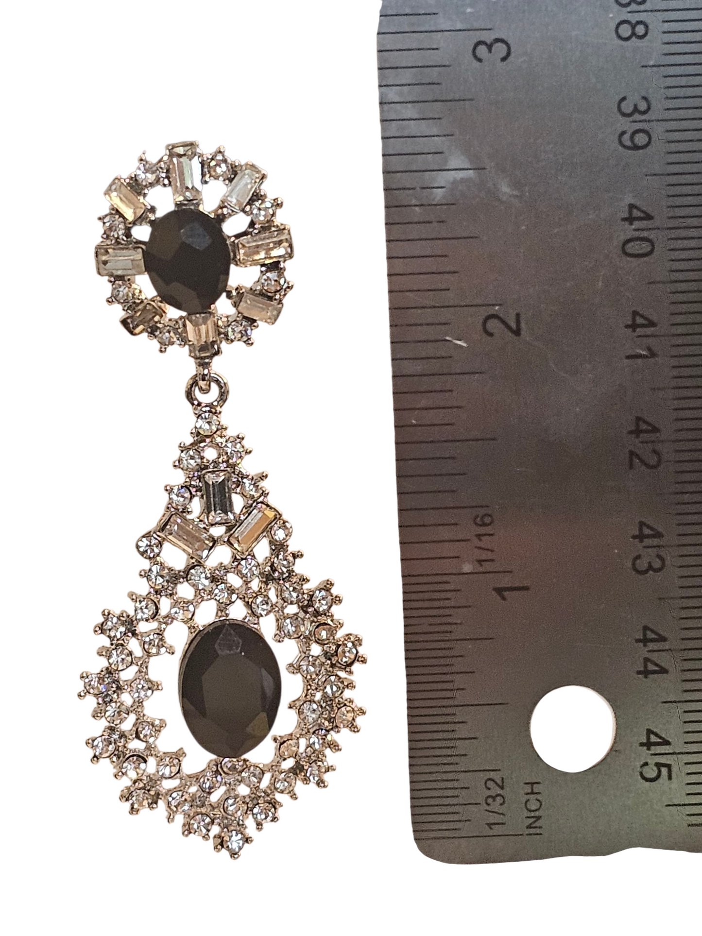 Black/Silver Crystal Drop Earring