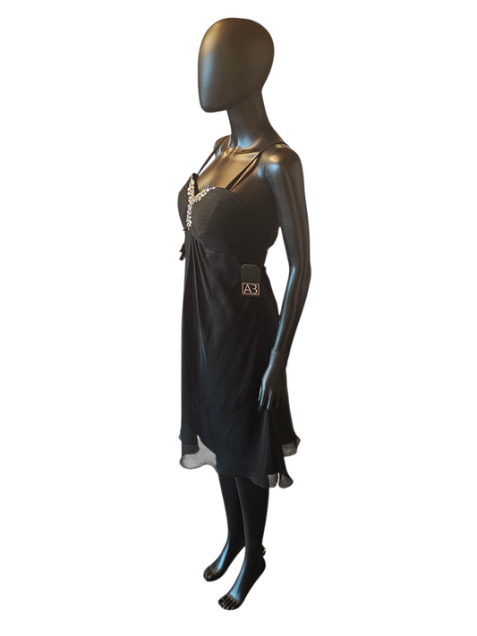 Black Chiffon Spaghetti Strap Party/Cocktail Dress - Da Vinci
