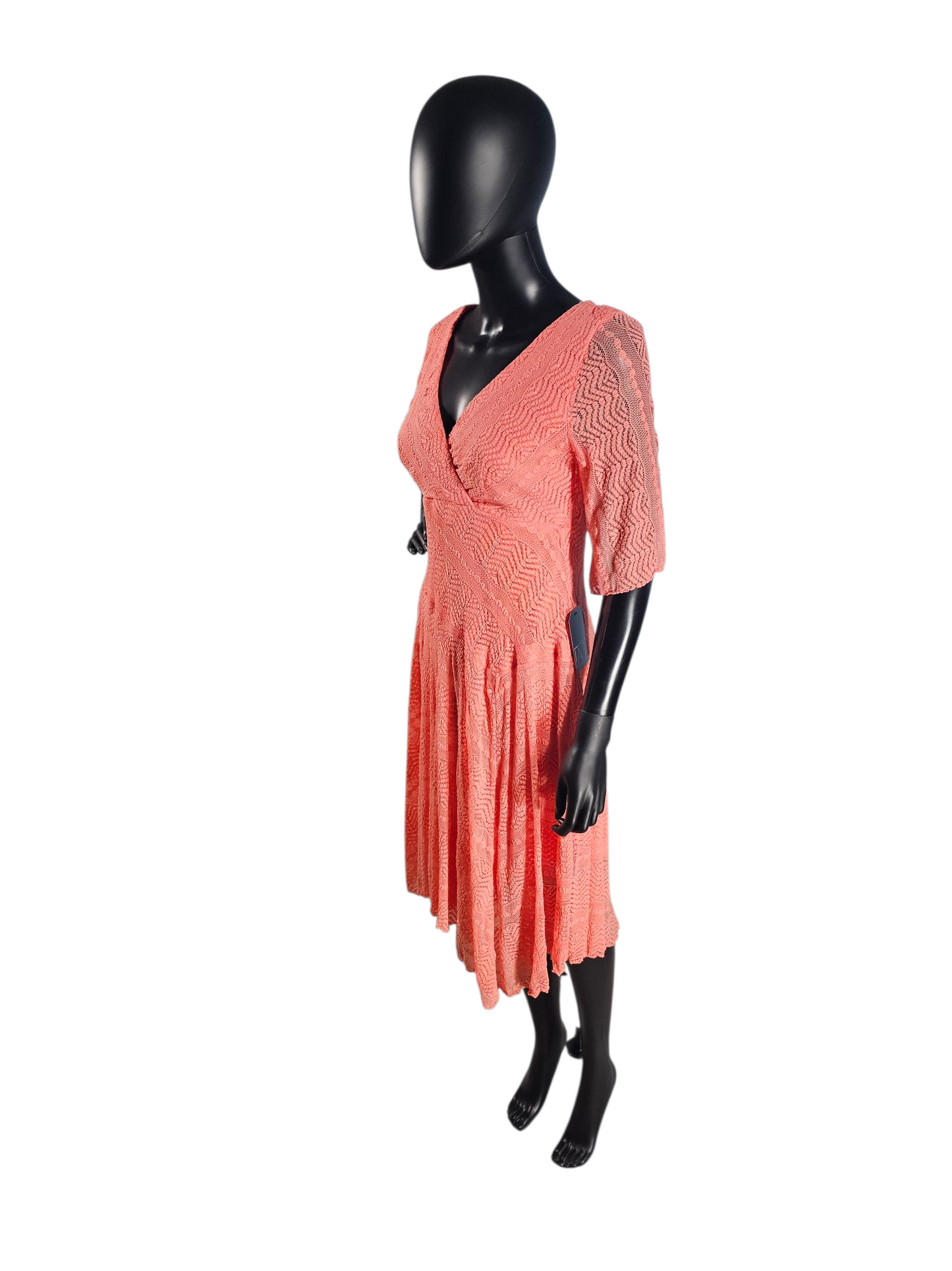 Coral Stretch Lace Bias Cut Handkerchief Hem Casual Dress - NWT Rabbit Rabbit Rabbit