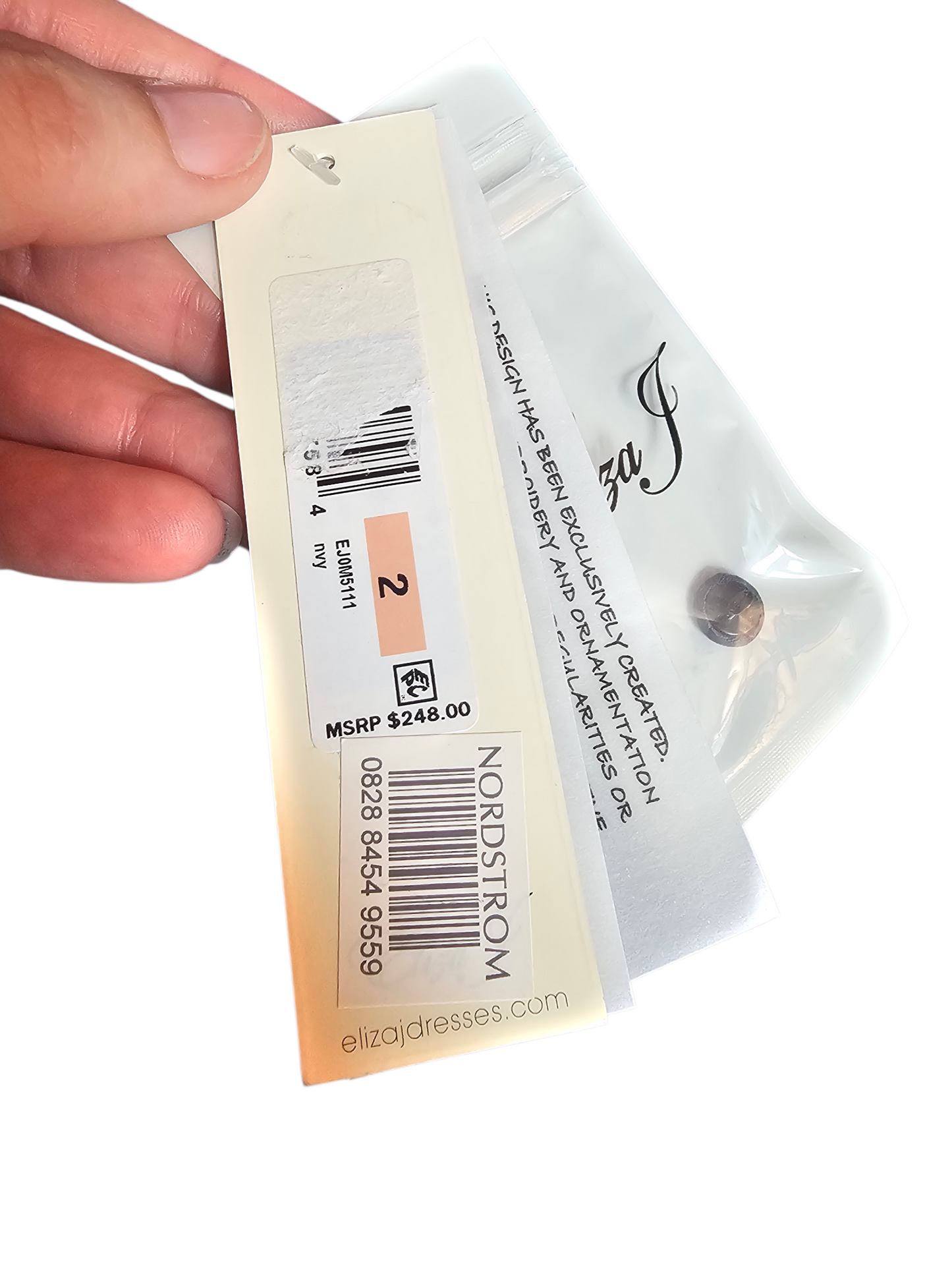 Navy High Neck Embroidered Maxi Formal Dress - Eliza J NWT