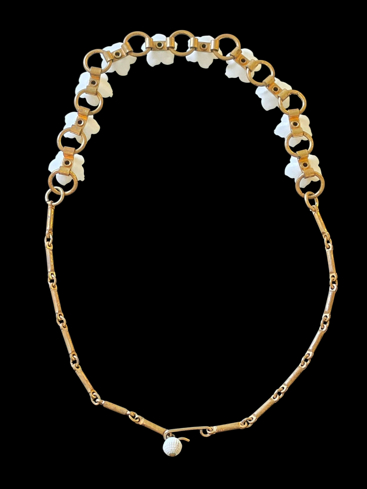 Vintage Brass/White Resin Flower Necklace
