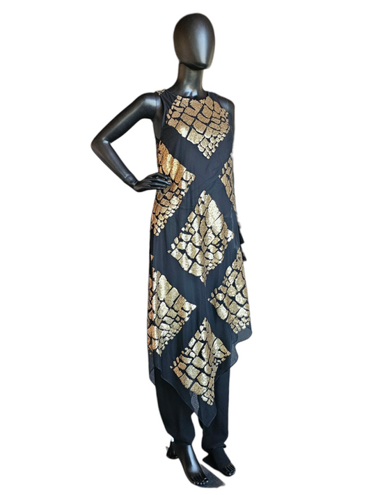 Black/Gold Sequin Top Silk Tunic/Pant Formal/ Religious Occasion - Catherine Bacon