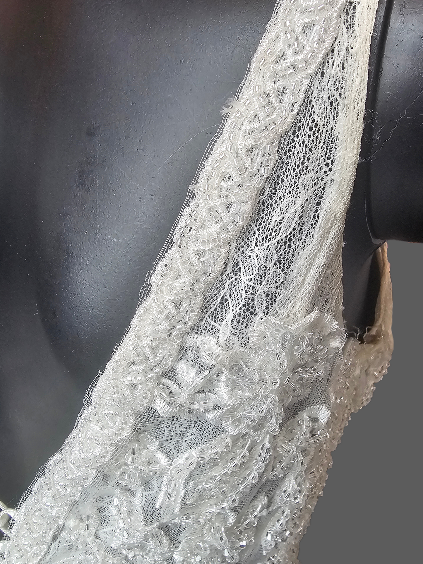 Ivory V-Neck Plunge Layered Sparkle - Di La Sena