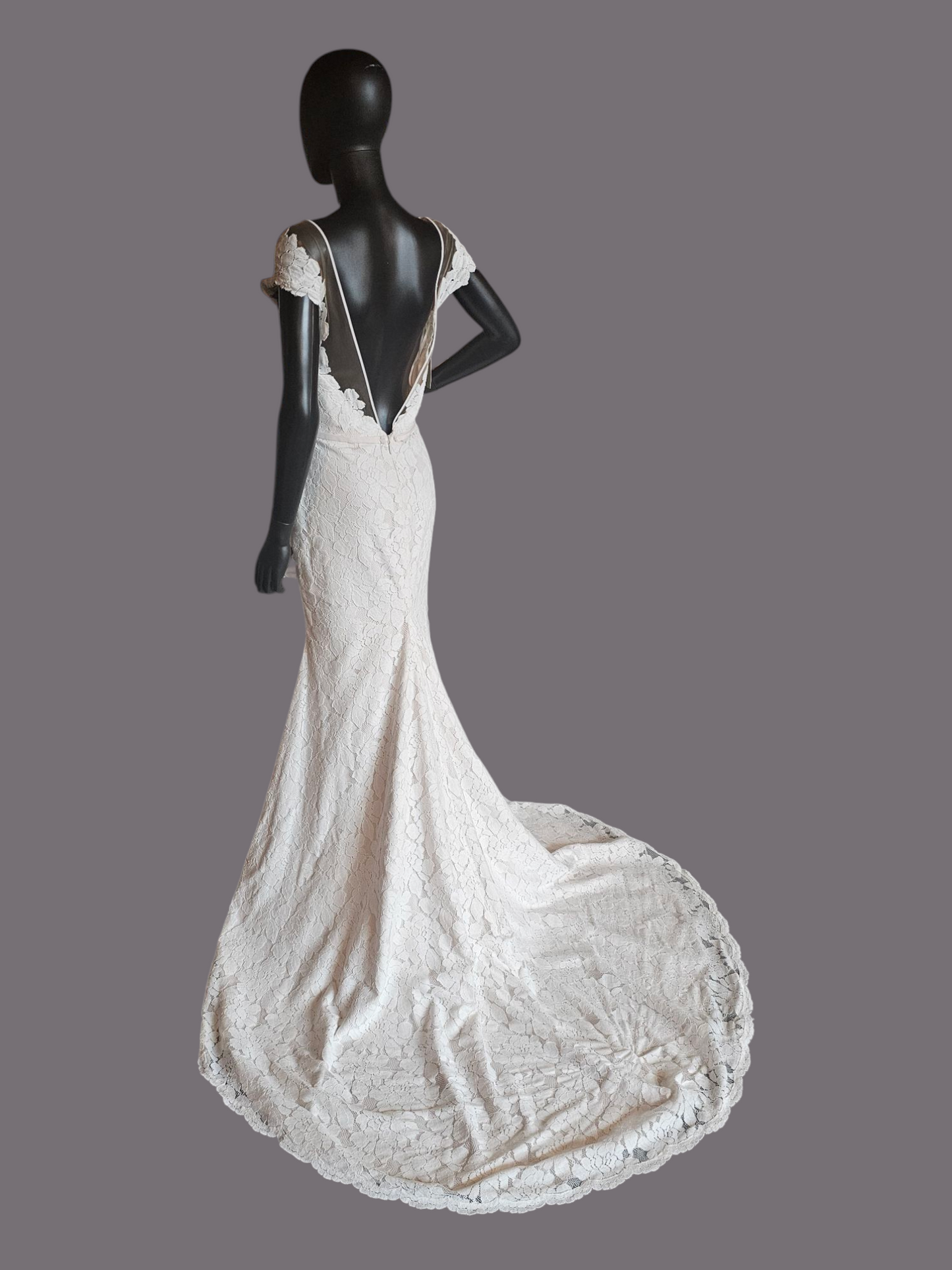 Lace Overlay Illusion Open Back Mikaella by Paloma Wedding Gown