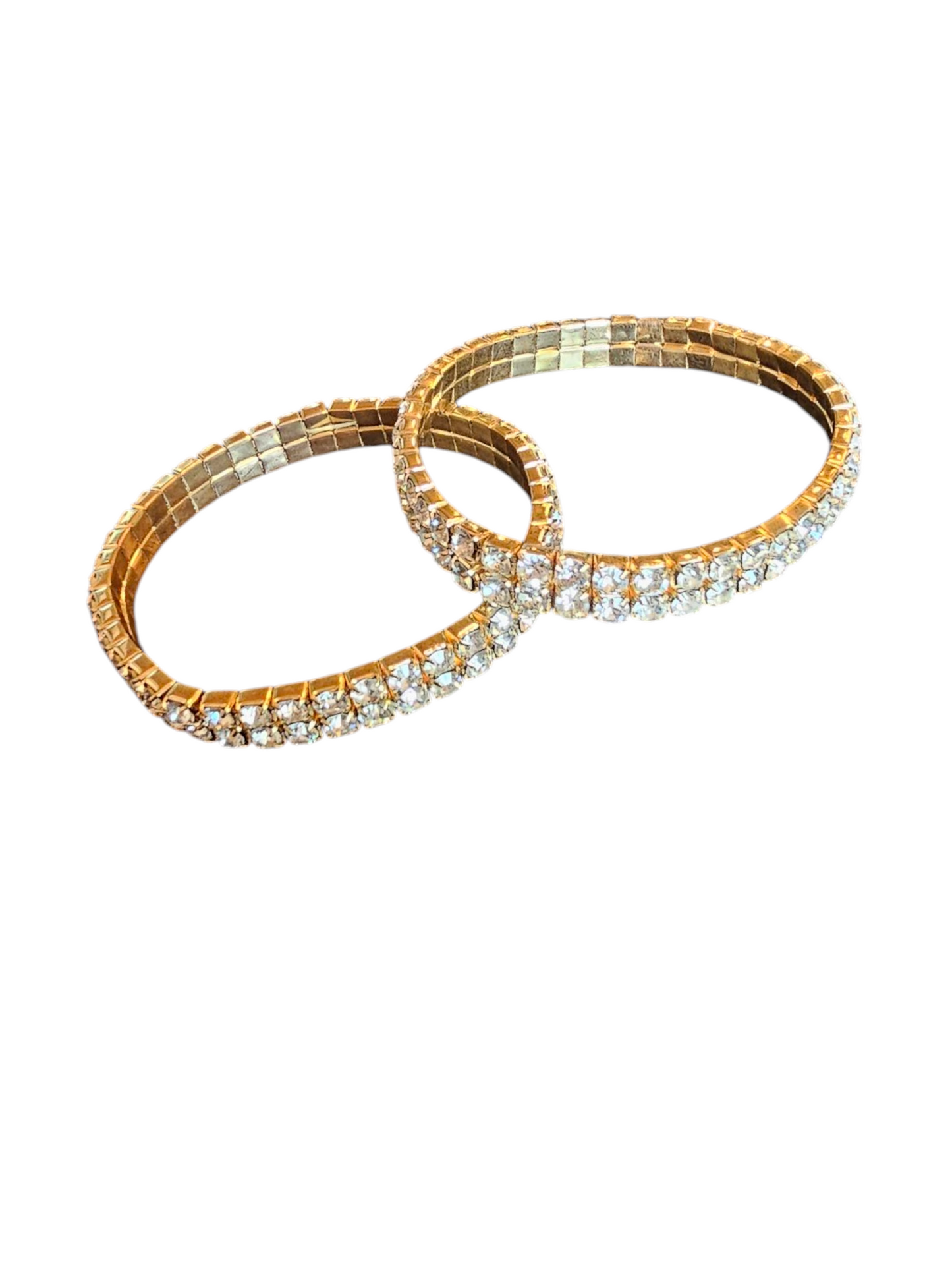 Set of 2 Gold/Crystal Stretch Bracelet