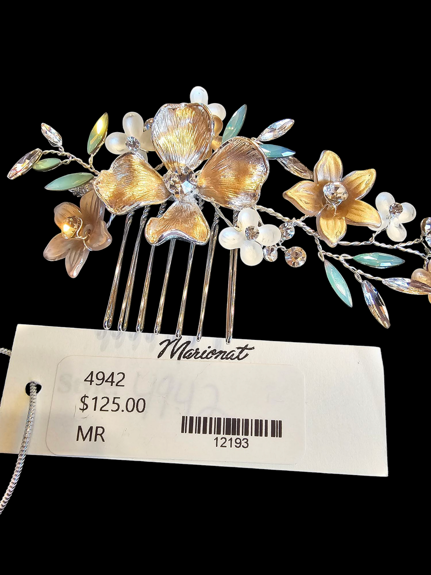 Silver/Rose/Teal Floral Hair Comb - Marionat
