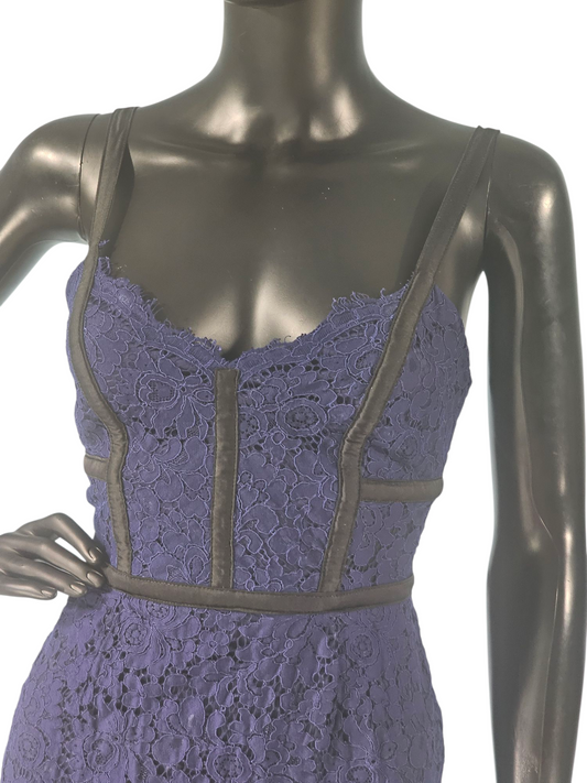 Blue Lace/Black Accent Sheath Dress - Express