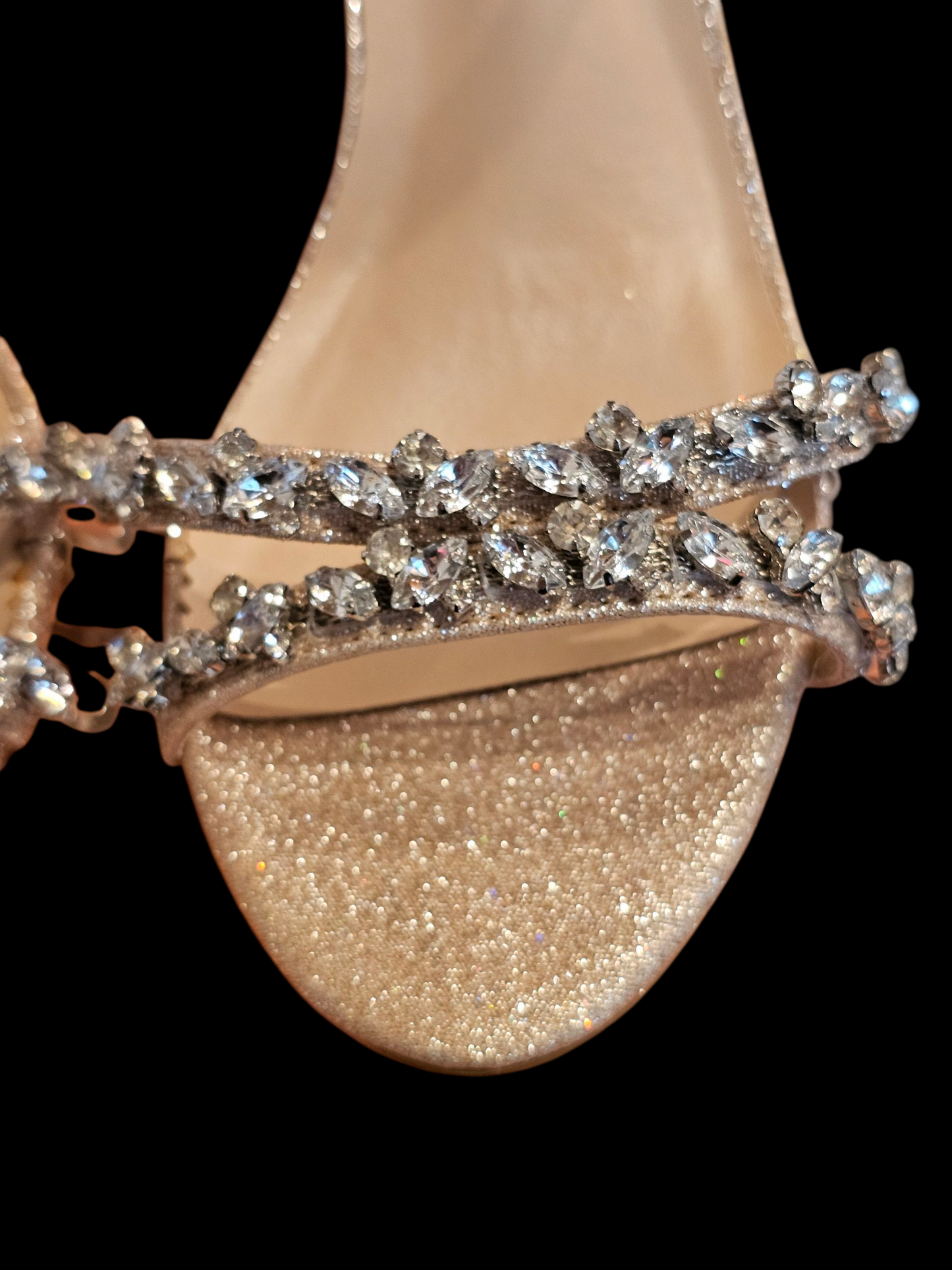 Blush Ankle Strap Crystal Detail Sandal - NEW