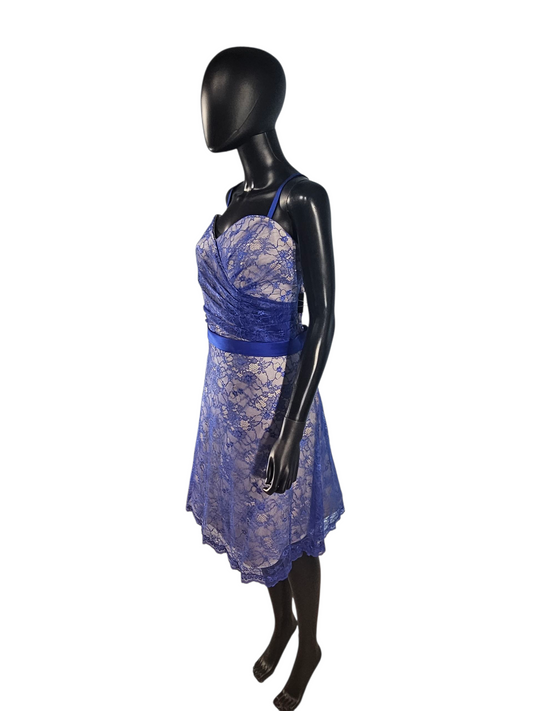 Cobalt Lace A-Line Cocktail/Party Dress - Da Vinci