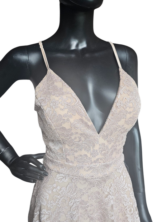 Nude/Gold Sparkle Lace Mini Party/Cocktail Dress - Windsor