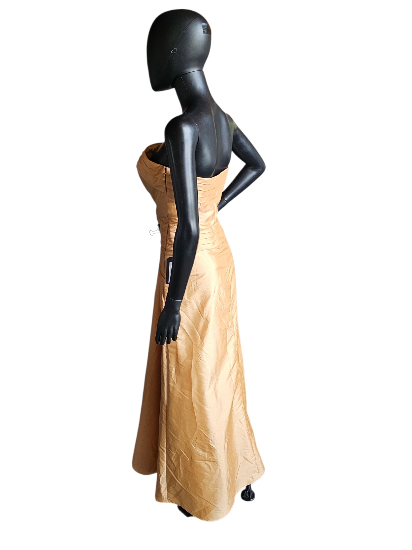 Gold Strapless Ruffle Tafetta A-Line Formal Dress - Bari Jay