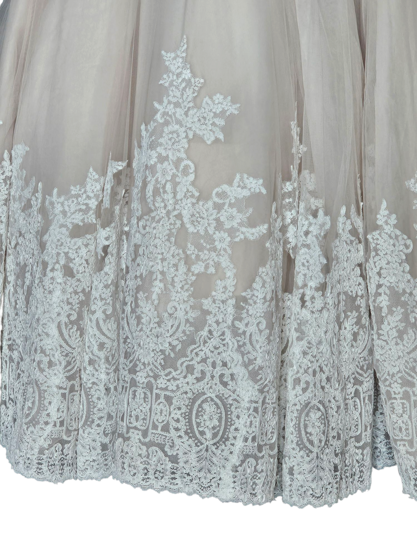 Blush/Ivory Lace Applique Ballgown Bridal Dress - Mori Lee