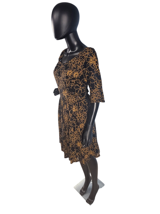 Black and Gold Floral Shimmer Cocktail Dress / Party Dress - Plenty Dresses by Tracy Reese